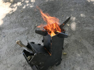 Rocket Stove Portable Camping Fire Pit Stove Grill Collapsible Flat Pack